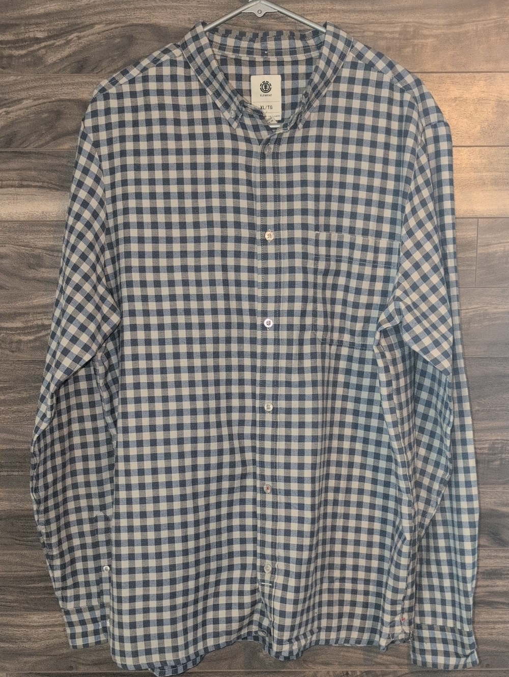 Element Buckley Men’s Plaid Button Up Long-Sleeve Shirt Gingham Navy XL